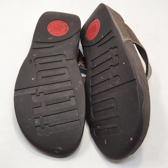 Fit Flop Womens Electra Bronze Sequins Brown Thong Sandal Size 9 Wedge Walking - Picture 9 of 9